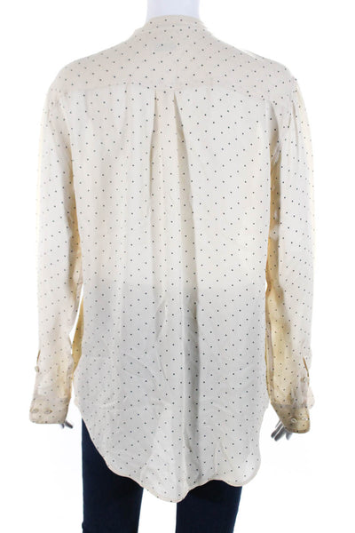 Equipment Femme Round Neck Long Sleeves Button Up Polka Dot Shirt Size S