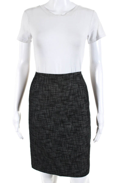 Elie Tahari Women's Zip Closure Z-Line Midi Work Skirt Black Size 6