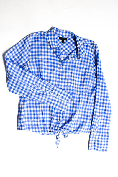 J Crew Women's Long Sleeves Button Up Blouse Blue Check Size 8 Lot 3