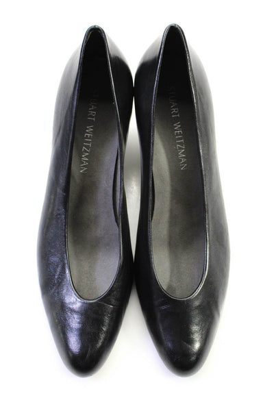 Stuart Weitzman Women's Round Toe Cone Heels Pumps Black Size 9