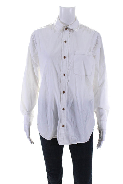 Re/Done Women's Collar Long Sleeves Button Down Shirt White Size XS