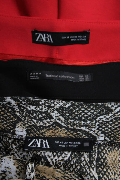 Zara Trafaluc Collection Womens Skort Skirt Shorts Red Black Brown Size XS Lot 3