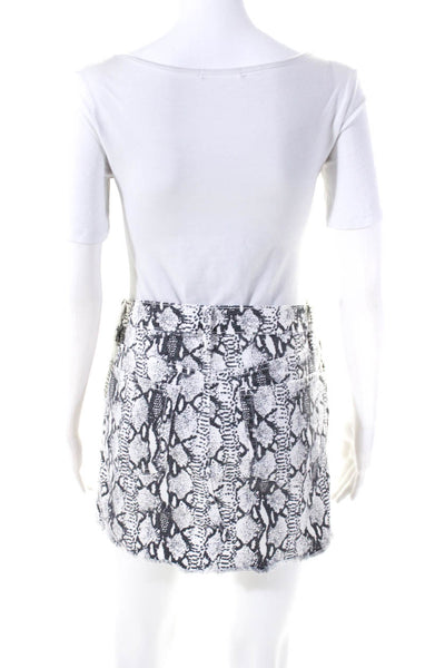 Frame Womens Snakeskin Print Cutoff Denim Mini Skirt Black White Size 26