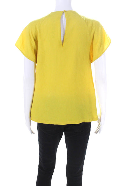 3.1 Phillip Lim Womens Metallic Strap Short Sleeve Top Blouse Yellow Silk Size 2