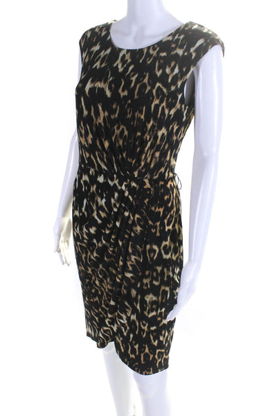 Calvin Klein Womens Jersey Knit Animal Print Sleeveless Sheath Dress Black Size