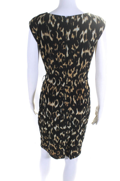 Calvin Klein Womens Jersey Knit Animal Print Sleeveless Sheath Dress Black Size