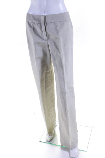 Escada Womens Silk Blend Straight Leg Creased Trousers Beige Size EUR 36
