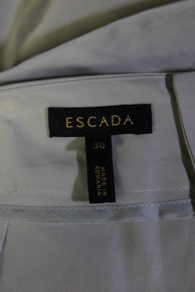 Escada Womens Silk Blend Straight Leg Creased Trousers Beige Size EUR 36