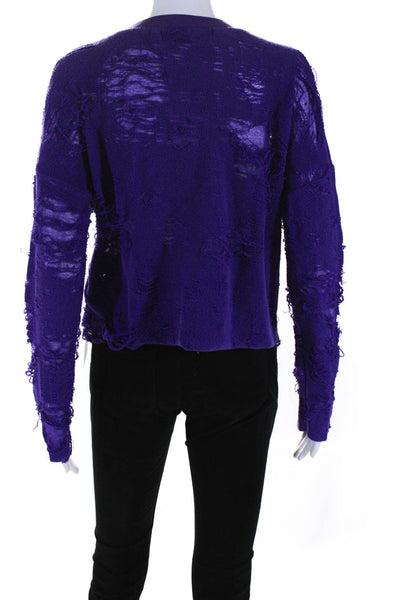 IRO Jeans Womens Crew Neck Knit Cropped Sweatshirt Purple Cotton Size Small