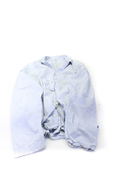 Zara Womens Button Front Collared Striped Check Shirts Blue White Medium Lot 2