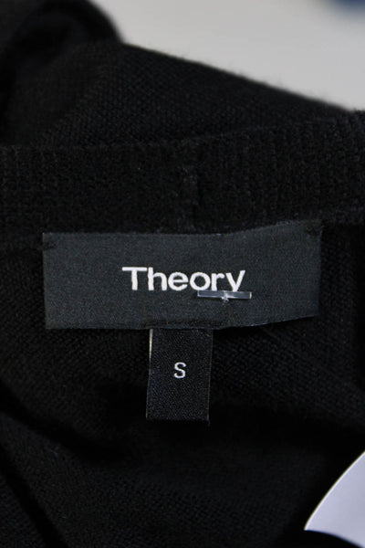 Theory Womens Merino Wool Sleeveless Split Hem Sweater Cardigan Black Size S