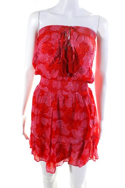 Karina Grimaldi Women's Printed Silk Blend Mini Dress Red Size S