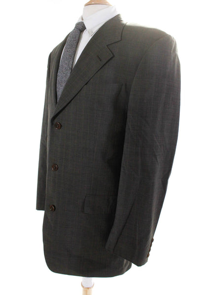 Boss Hugo Boss Mens Wool Notched Collar Three Button Blazer Jacket Gray Size 42L