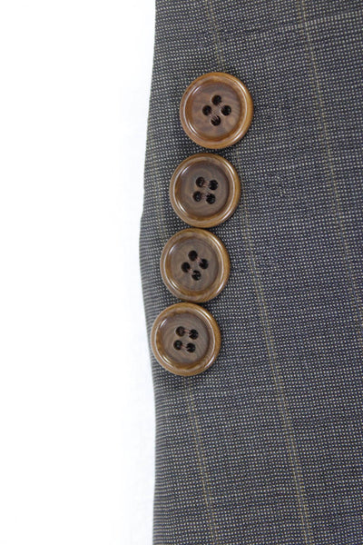 Boss Hugo Boss Mens Wool Notched Collar Three Button Blazer Jacket Gray Size 42L