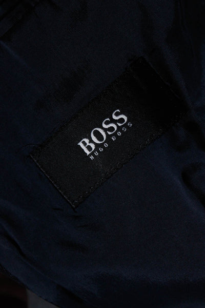Boss Hugo Boss Mens Wool Notched Collar 3 Button Blazer Jacket Navy Size 43L