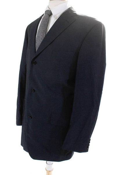 Boss Hugo Boss Mens Wool Notched Collar Three Button Blazer Navy Blue Size 42L