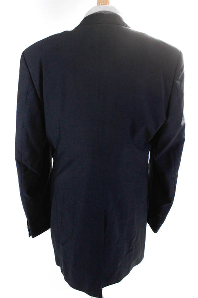 Boss Hugo Boss Mens Wool Notched Collar Three Button Blazer Navy Blue Size 42L