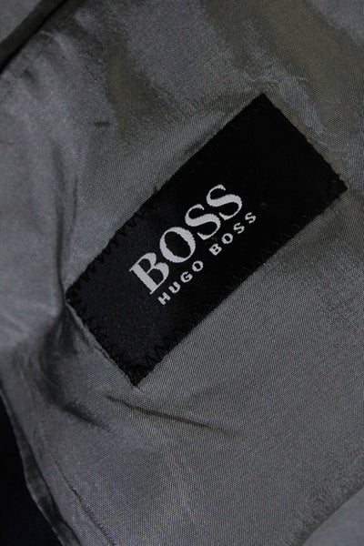 Boss Hugo Boss Mens Wool Notched Collar Three Button Blazer Navy Blue Size 42L