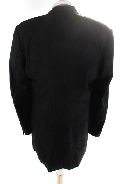 Boss Hugo Boss Mens Wool Pin Striped 3 Button Blazer Jacket Black Size 43L