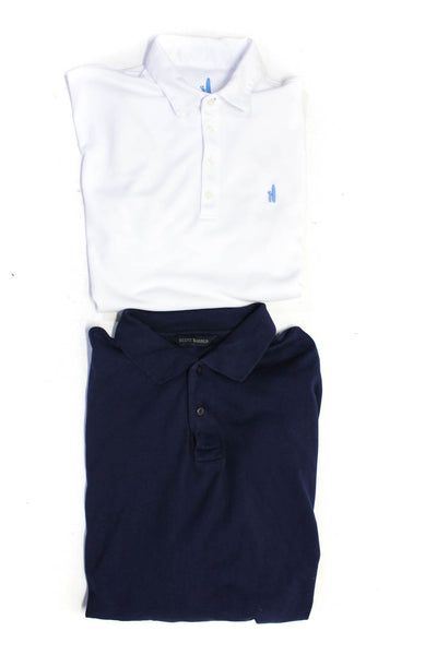 Johnnie-o Scott Barber Mens Short Sleeved Polo Shirts White Navy Size M L Lot 2