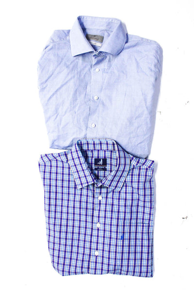 Johnnie-o Canali Mens Plaid Button Down Shirts Purple Blue Size L 41-16 Lot 2