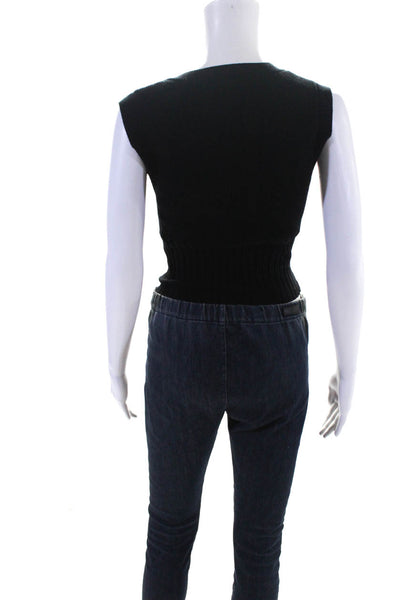 ATM Women's V-Neck Sleeveless Sweater Vest Black Size XS
