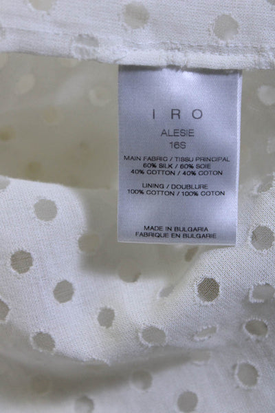 IRO Women's Collar Long Sleeves Mesh Button Up Shirt White Size 34