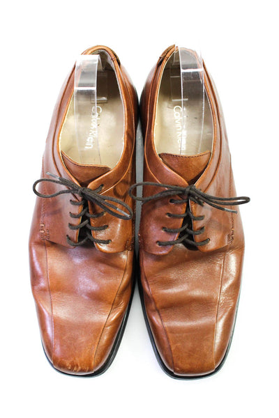 Calvin Klein Mens 'Horatio' Leather Lace Up Oxford Dress Shoes Brown Size 11M