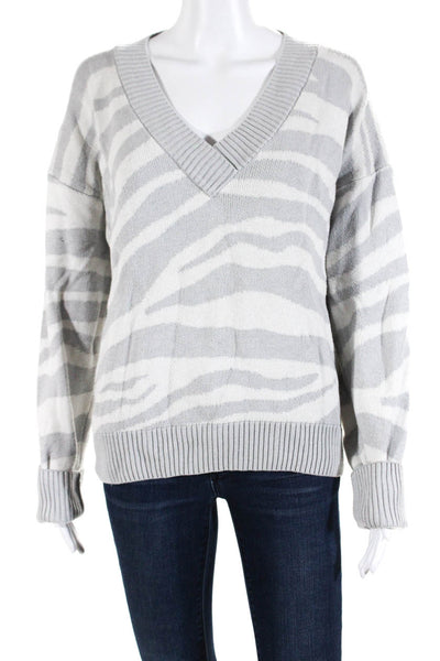 Varley Women's V-Neck Long Sleeves Pullover Sweater Stripe Size S