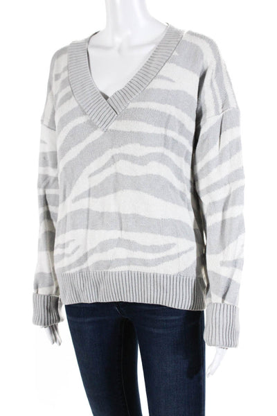 Varley Women's V-Neck Long Sleeves Pullover Sweater Stripe Size S