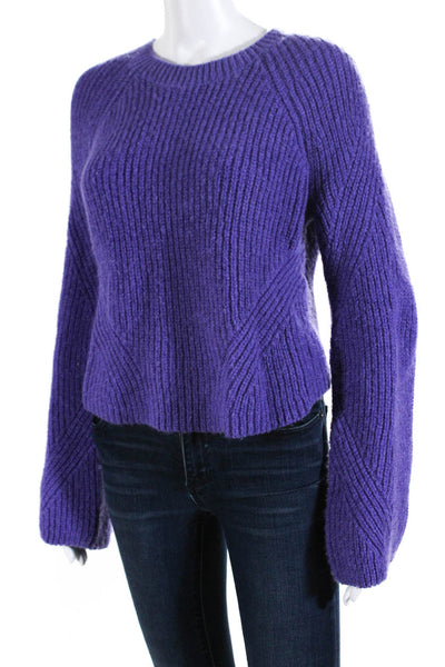 Intermix Women's Crewneck Long Sleeves Pullover Sweater Purple Size S