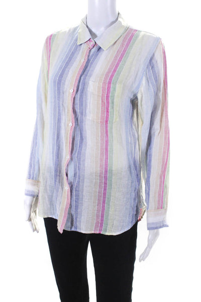 Rails Womens Pastel Rainbow Stripe Button Up Shirt Blouse Multicolor Size Small