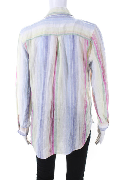 Rails Womens Pastel Rainbow Stripe Button Up Shirt Blouse Multicolor Size Small