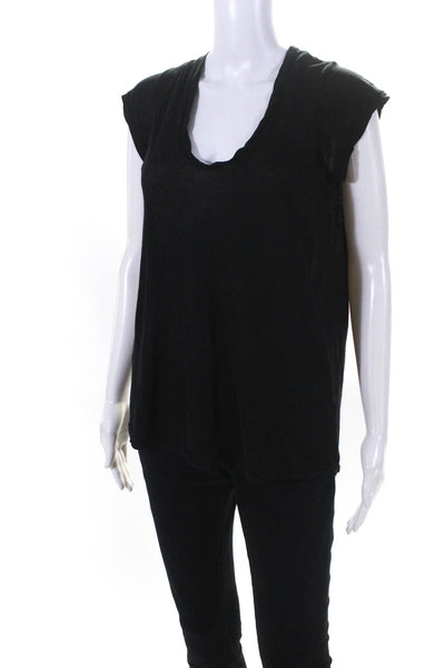 Standard James Perse Womens Short Sleeve Scoop Neck Top Tee Shirt Black Size 1