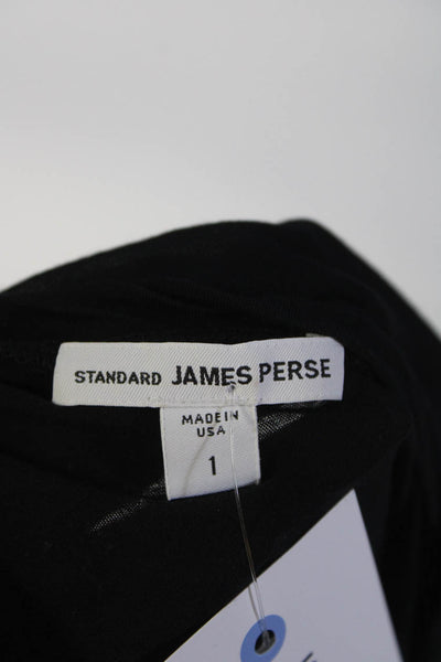 Standard James Perse Womens Short Sleeve Scoop Neck Top Tee Shirt Black Size 1