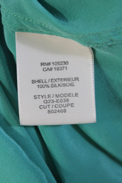 Equipment Femme Womens Sleeveless Button Up Top Blouse Turquoise Silk Size Small