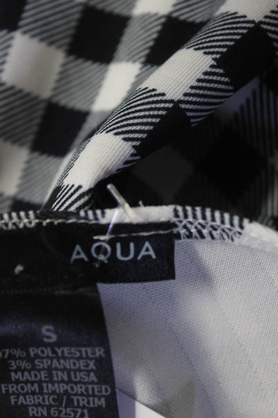 Aqua Girls Round Neck Short Sleeves Check Black White Check Dress Size S