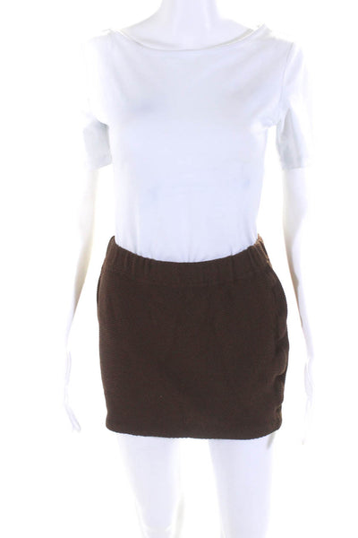 St. John Collection Women's Elastic Waist Mini Skirt Brown Size 4