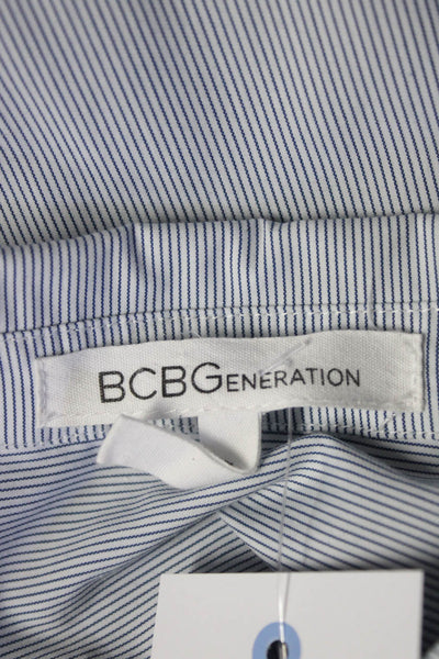 BCBGeneration Women's Collar Long Sleeves Button Down Shirt Dress Stripe Size 4
