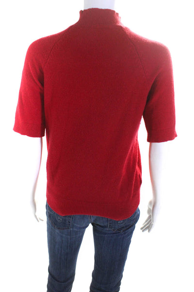 Ann Taylor Women's Mock Neck Short Sleeves Pullover Sweater Red Size S