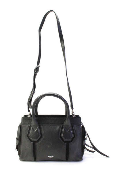 Botkier Womens Leather Top Handle Crossbody Zip Closure Handbag Black Medium