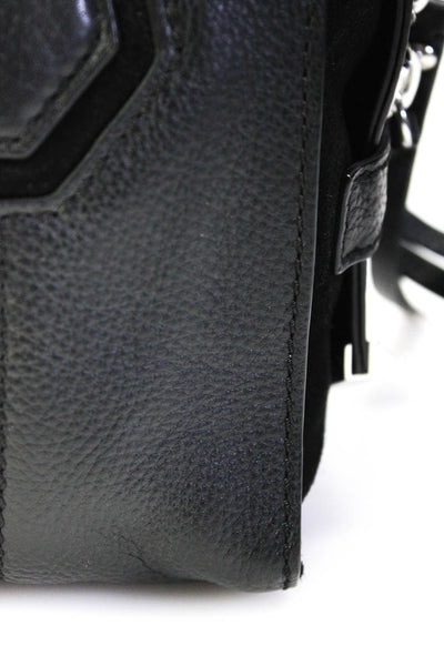Botkier Womens Leather Top Handle Crossbody Zip Closure Handbag Black Medium
