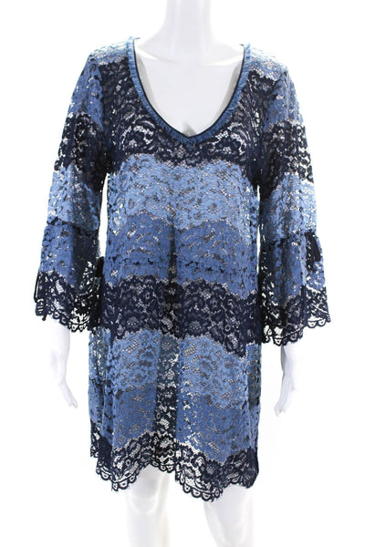 Calypso Saint Barth Womens Lace Long Sleeves Dress Navy Blue Size Large