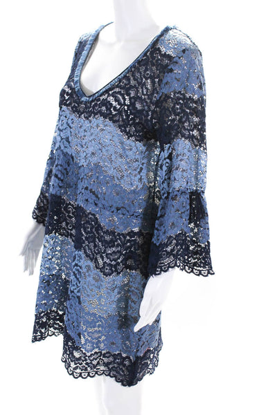 Calypso Saint Barth Womens Lace Long Sleeves Dress Navy Blue Size Large