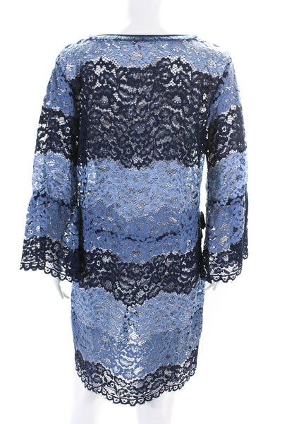 Calypso Saint Barth Womens Lace Long Sleeves Dress Navy Blue Size Large