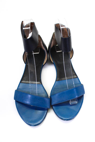 Chloe Womens Leather Colorblock Ankle Strap Sandals Blue Black Size 6US 36EU