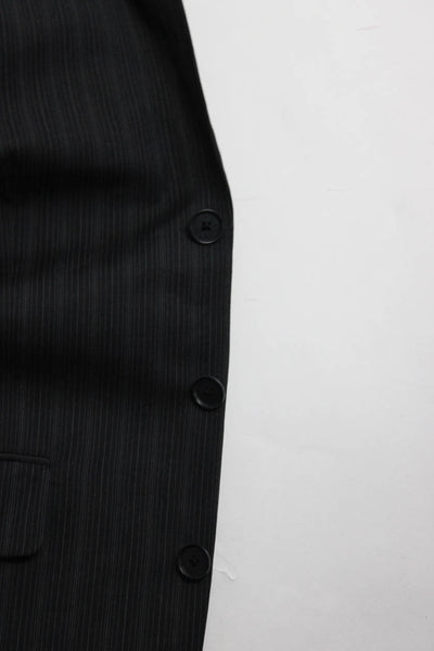 Calvin Klein Mens Wool Pinstripe Print Three Button Blazer Jacket Black Size S