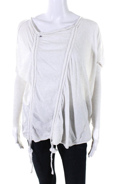 Allsaints Womens Drawstring Ruched Round Neck Oversize Sweater Ivory Size 0