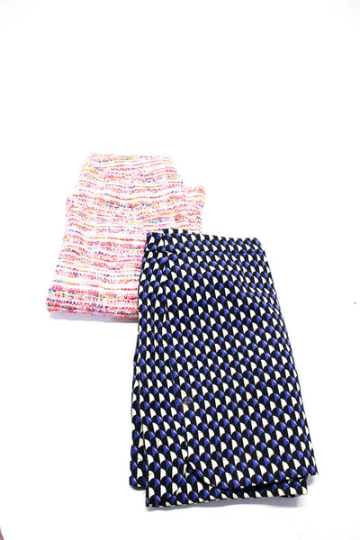 J Crew Womens Printed Tweed Pencil Skirts Pink White Blue Size 8 12 Lot 2