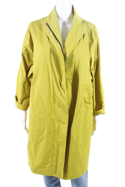Matthildur Womens Long Sleeve Front Zip Mock Neck Light Jacket Yellow Size 2